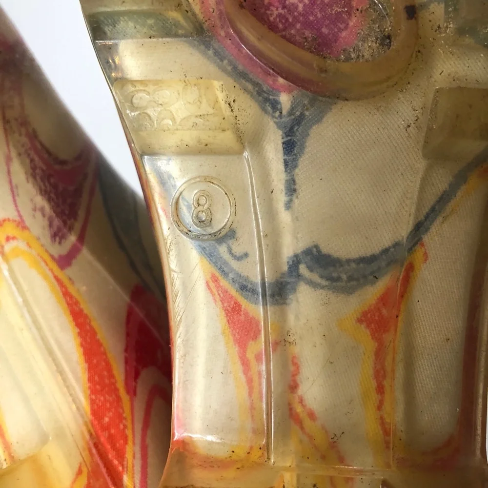 Coach Multicolor Cream Rain Boots with Pink, Yellow & Blue Ring Print
